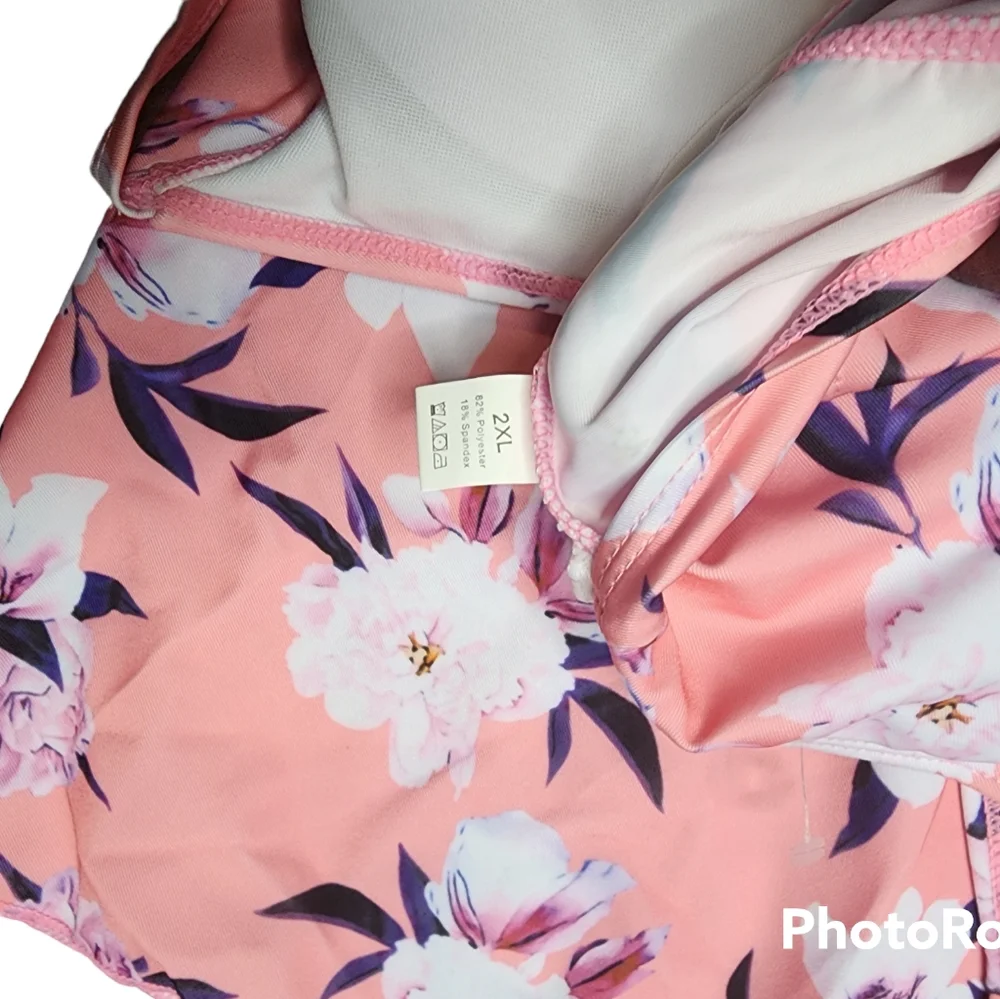 Women's pink floral tankini Swimwear top size 2XL